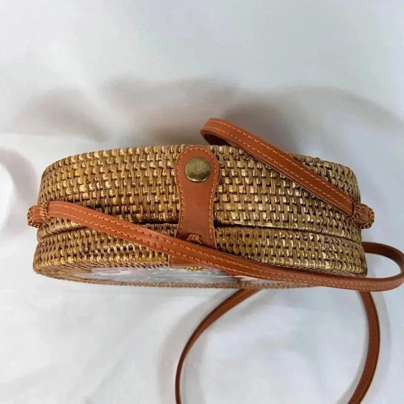 Rattan Basket Purse Handbag Crossbody Boho - Picture 3 of 7